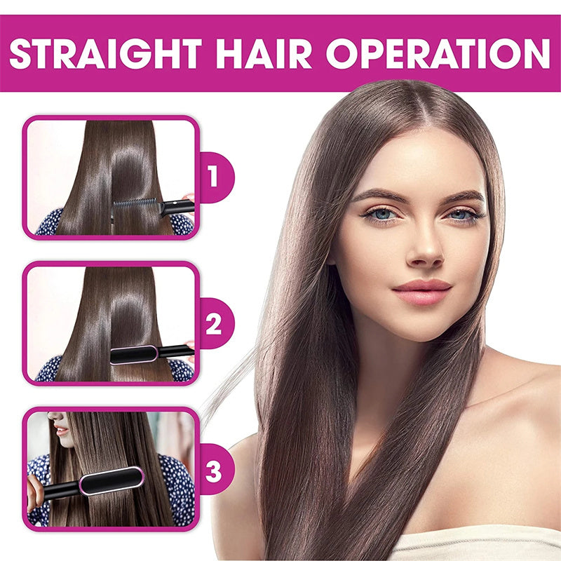 2 In 1 Hair Straightener| Curling Tong| Dual-purpose Electric Hair Brush