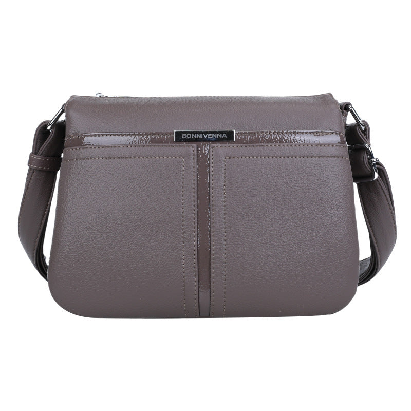 Soft Leather Multi-layer Crossbody Bag