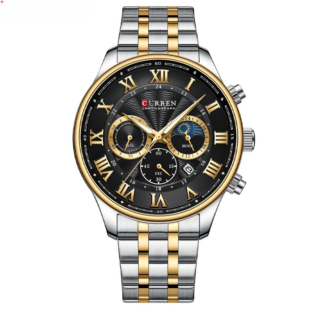 Men's Six-pin Quartz Steel Watch