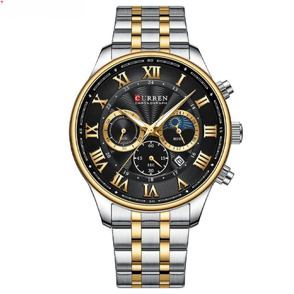 Men's Six-pin Quartz Steel Watch
