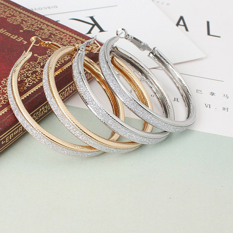 Frosted Big Circle Earrings