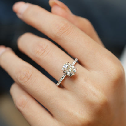 Sterling Silver Egg-shaped Big Diamond Ring