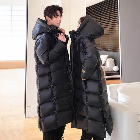 Goose Down Black Gold Down Jacket Thickened Long Section Over The Knee