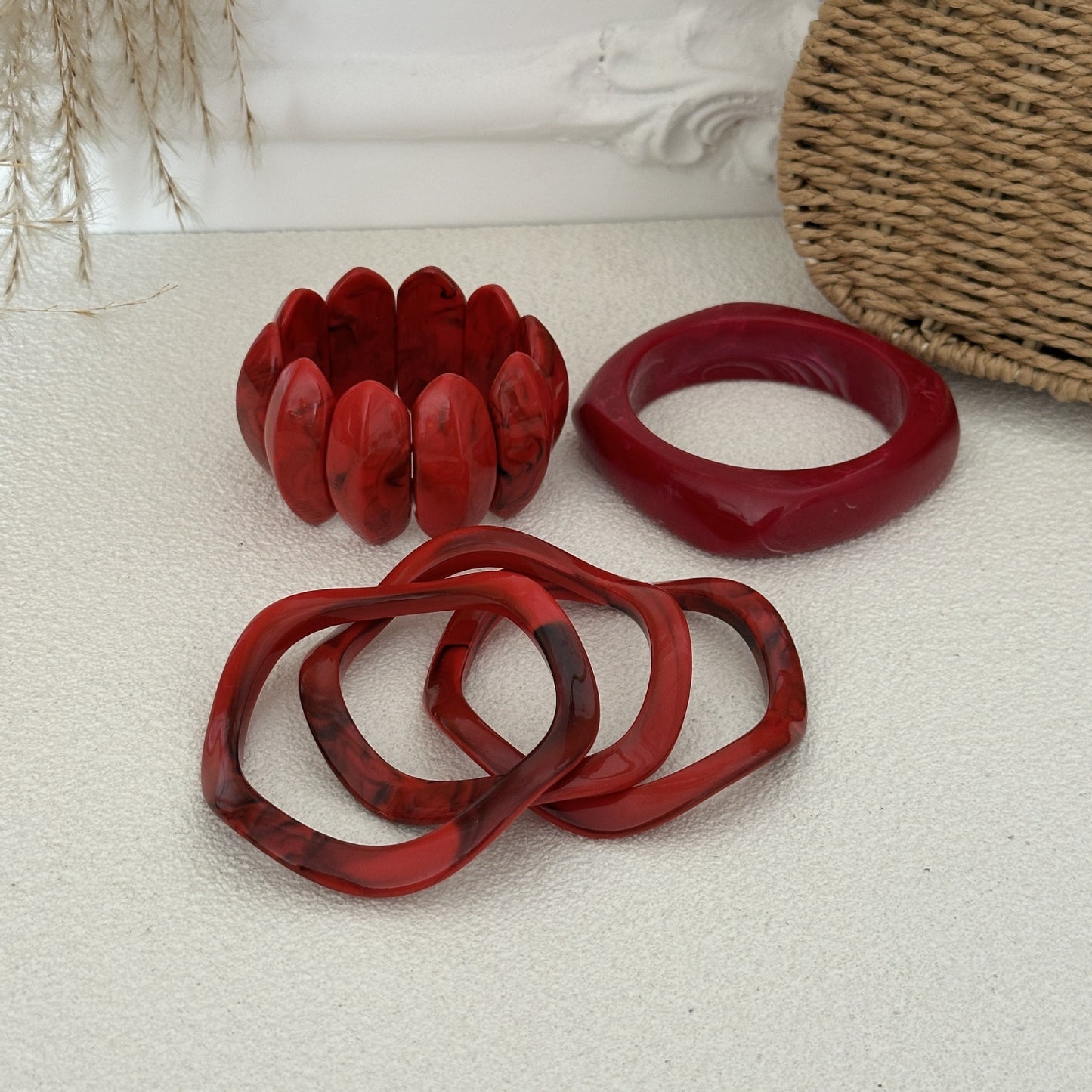 Geometric Blooming Red Bracelet