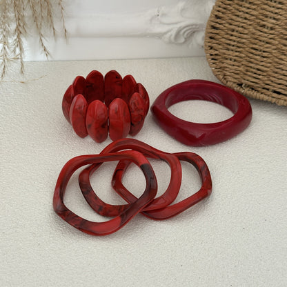 Geometric Blooming Red Bracelet
