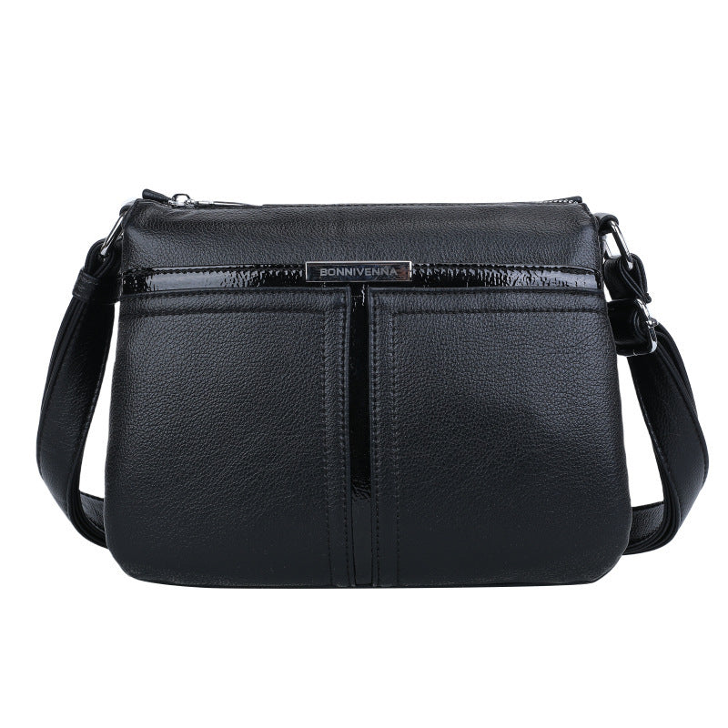Soft Leather Multi-layer Crossbody Bag