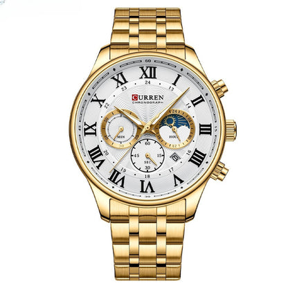 Men's Six-pin Quartz Steel Watch