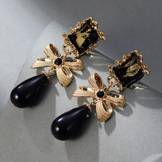 Black Bow Niche Design Graceful Earrings