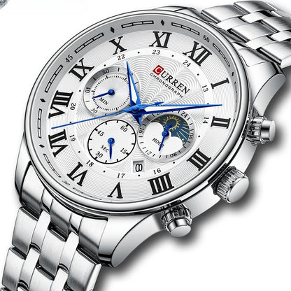 Men's Six-pin Quartz Steel Watch