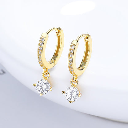 925 Sterling Silver Four-claw Gang Drill Earrings For Women