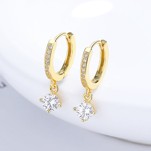 925 Sterling Silver Four-claw Gang Drill Earrings For Women