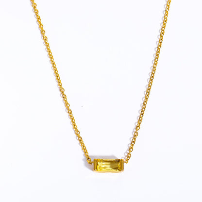 925 Sterling Silver Twelve Birthstone Square Clavicle Chain Women's Simple