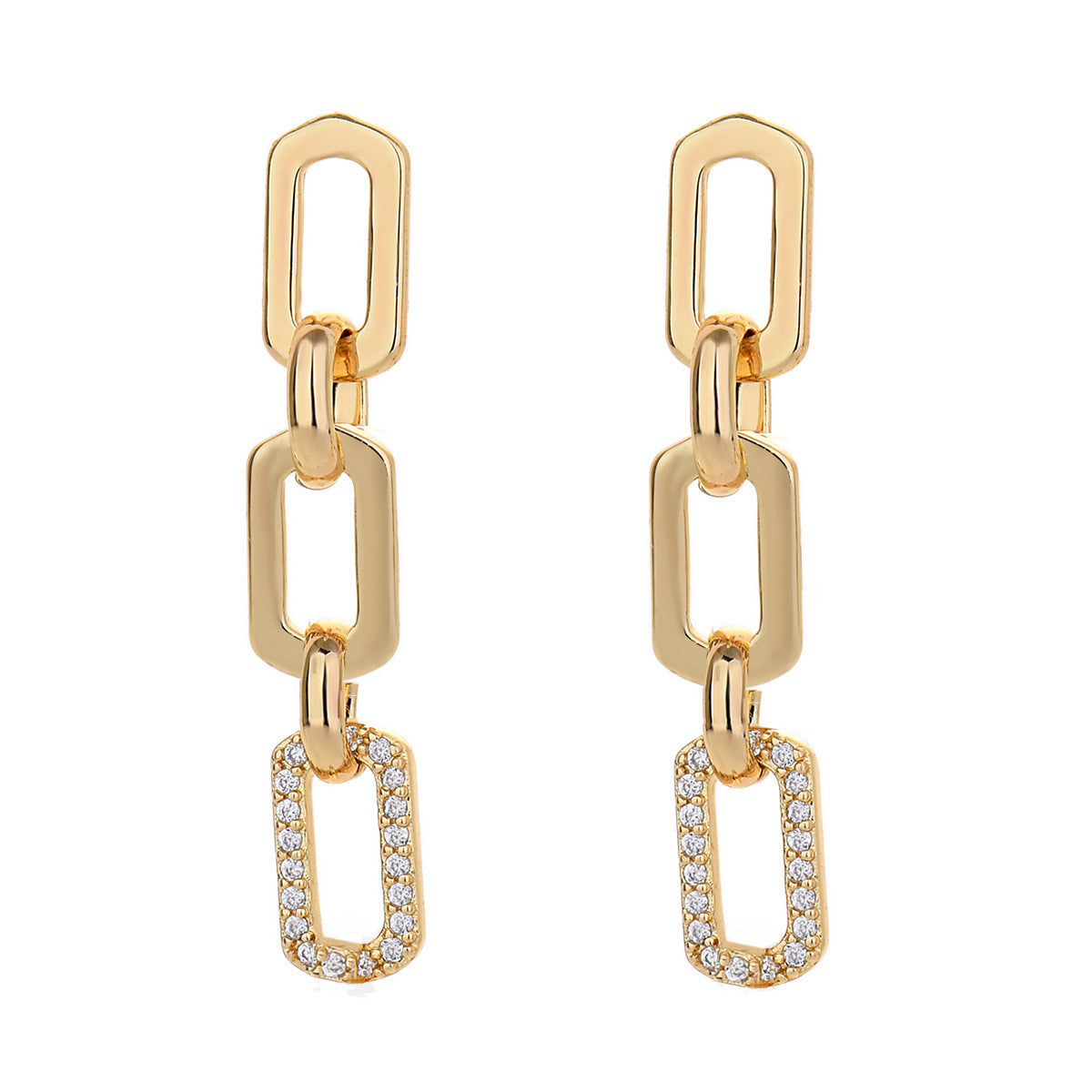 French Geometric Tassel Micro Zircon-inlaid Pendant Earrings