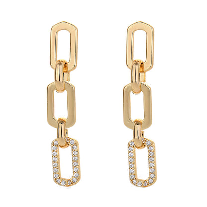 French Geometric Tassel Micro Zircon-inlaid Pendant Earrings