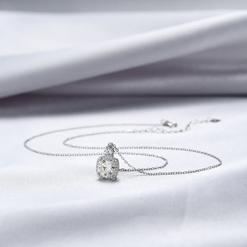 Silver 2 Karat Moissanite Necklace