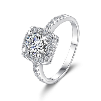 S925 Sterling Silver Plated Pt950 Gold 1 Karat Ring