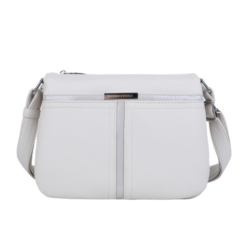 Soft Leather Multi-layer Crossbody Bag