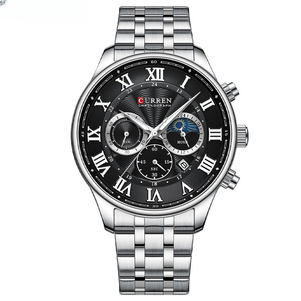 Men's Six-pin Quartz Steel Watch