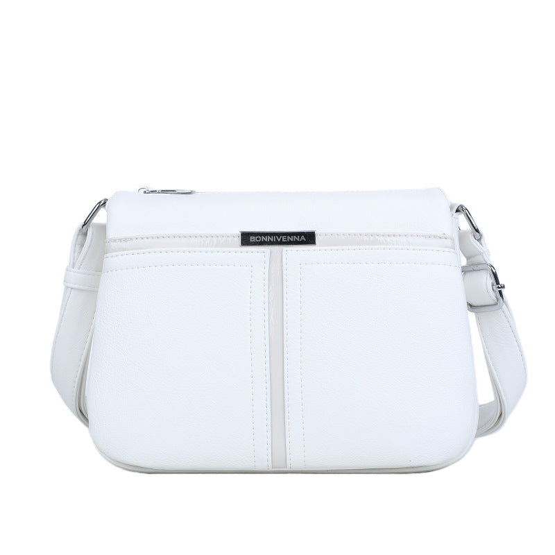 Soft Leather Multi-layer Crossbody Bag