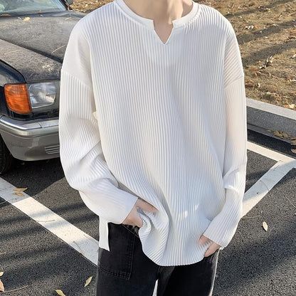 Plus Size Striped Texture Draping Solid Color