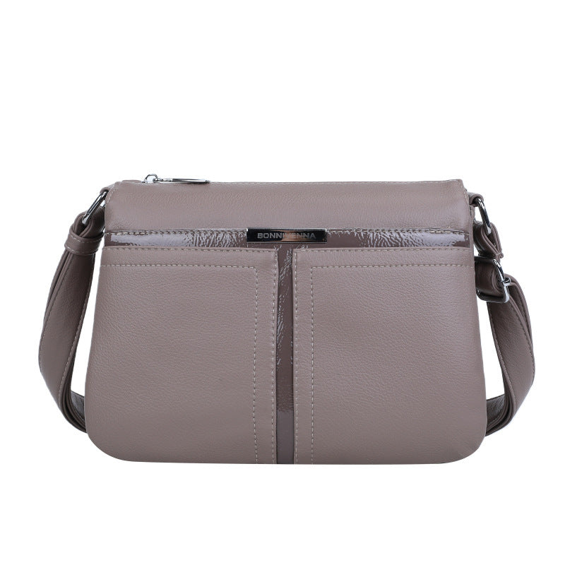 Soft Leather Multi-layer Crossbody Bag