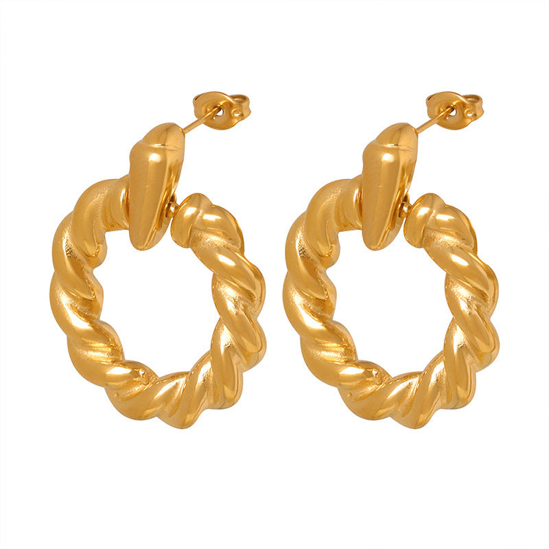 Fashion Commuter Titanium Steel Gold Plated Non-fading Ear Studs