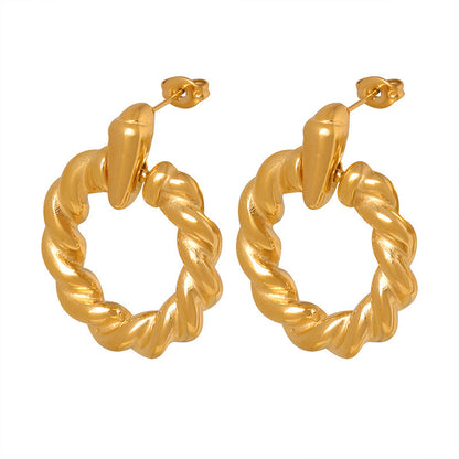 Fashion Commuter Titanium Steel Gold Plated Non-fading Ear Studs