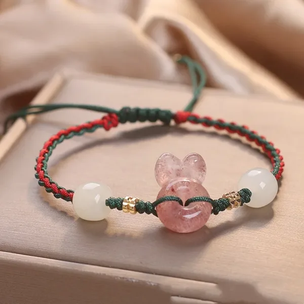 Cute Rabbit Red Rope Woven Bracelet - Image 2