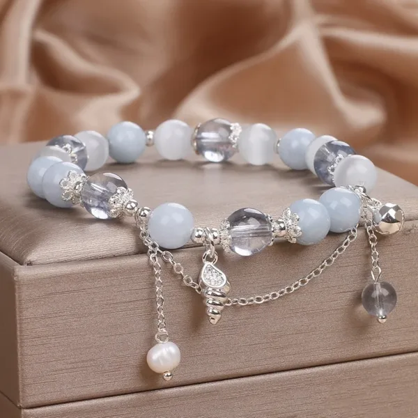 Aquamarine Beaded Bracelet - Image 3