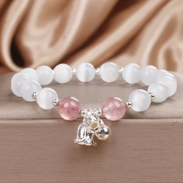 Natural Opal Strawberry Quartz Beaded Bracelet - Image 4