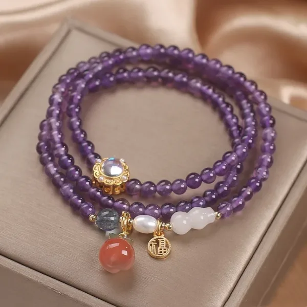 Ethnic Style Natural Amethyst Multi-Circle Bracelet - Image 3