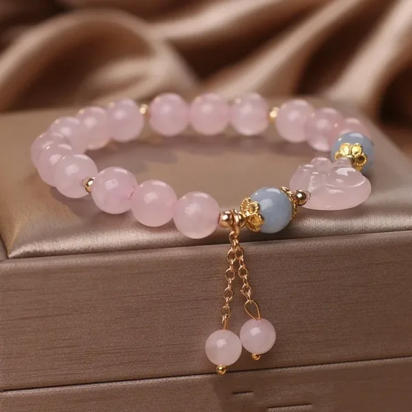 Pink Crystal Cat's Paw Bracelet - Image 4