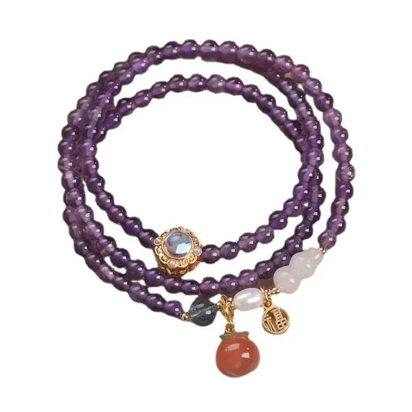 Ethnic Style Natural Amethyst Multi-Circle Bracelet - Image 2