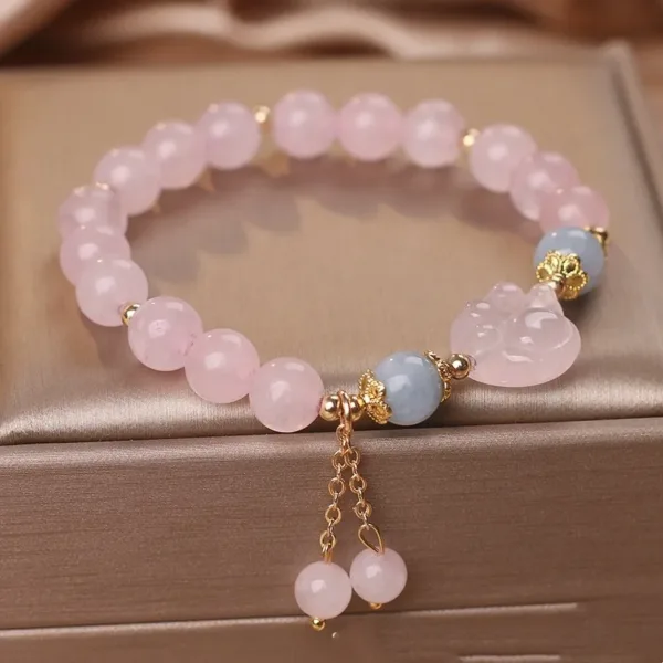 Pink Crystal Cat's Paw Bracelet - Image 2