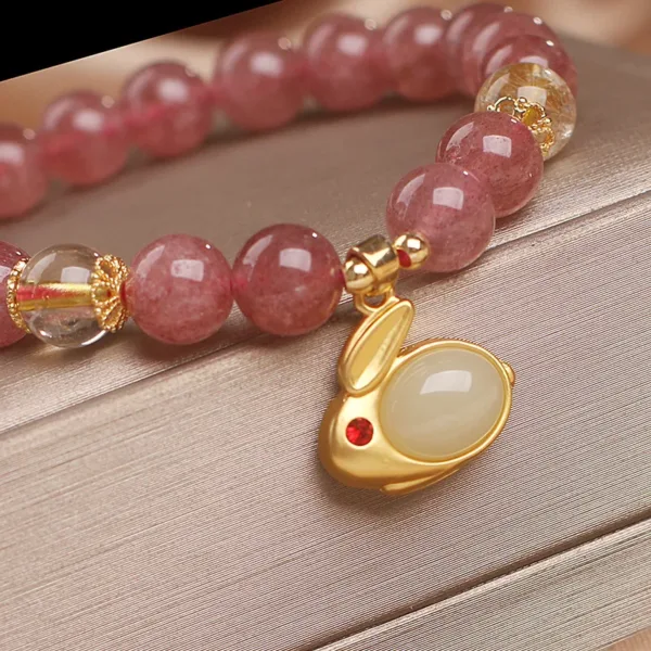 Natural Strawberry Quartz Bracelet - Image 3