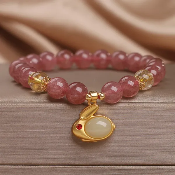 Natural Strawberry Quartz Bracelet - Image 5