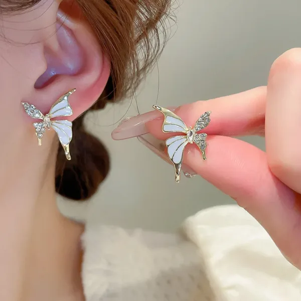 Golden Drop Oil Diamond Butterfly Earrings