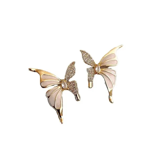 Golden Drop Oil Diamond Butterfly Earrings - Image 5