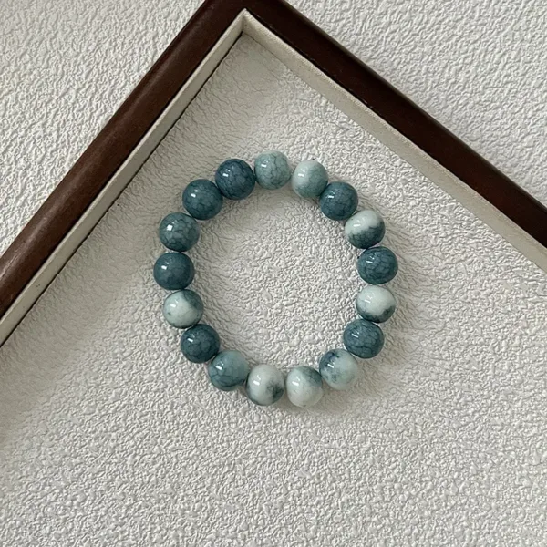 Natrual Blue and White Beaded Bracelet