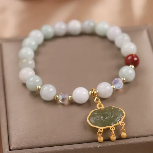 Summer Blue Hetian Jade Beaded Bracelet - Image 3