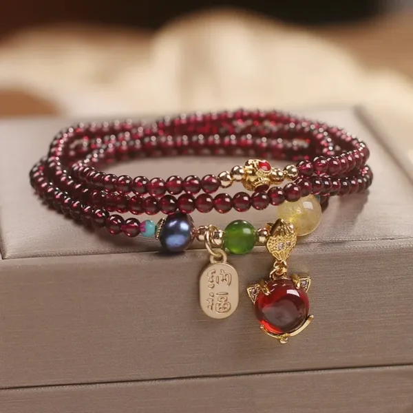 Natural Ethnic Style Garnet Bracelet