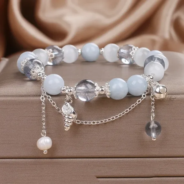 Aquamarine Beaded Bracelet - Image 2