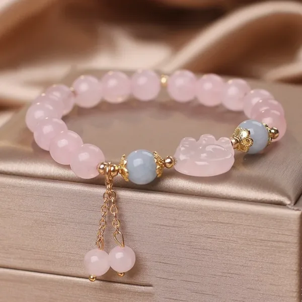 Pink Crystal Cat's Paw Bracelet - Image 3