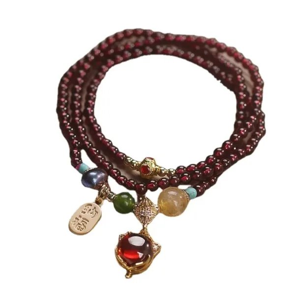 Natural Ethnic Style Garnet Bracelet - Image 2