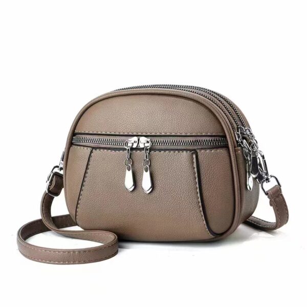 Women's Solid Color Small Round Multi-pocket Large Capacity Shoulder/Crossbody Bag - Image 3