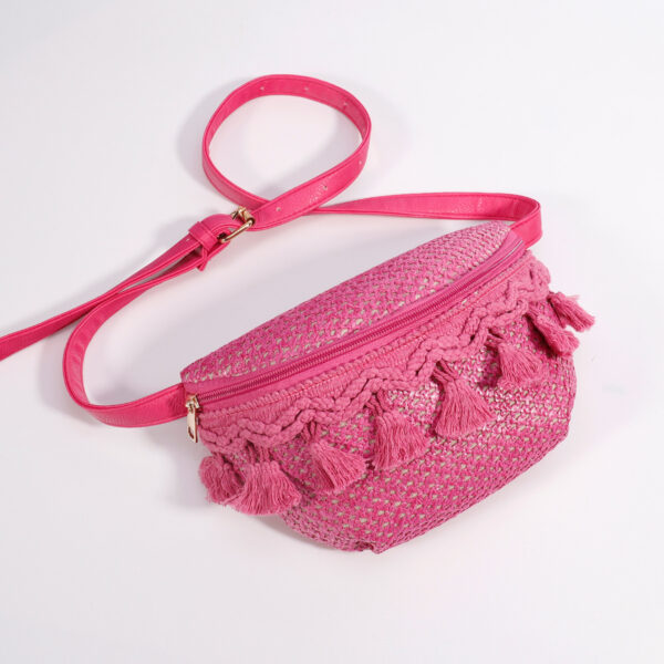 Small Straw Woven Crossbody Mini Chest Bag - Image 5