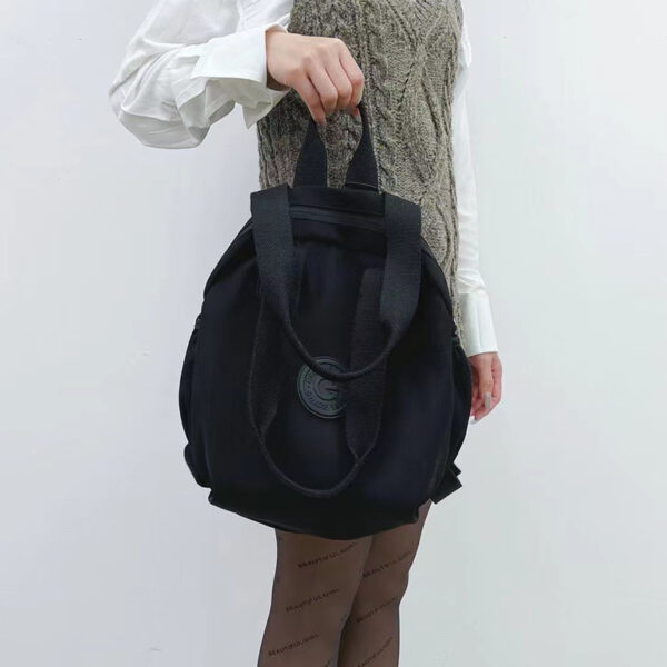 Women's Black And Round Large Capacity Multifunctional Backpack|Shoulder Bag|Handbag - Image 3