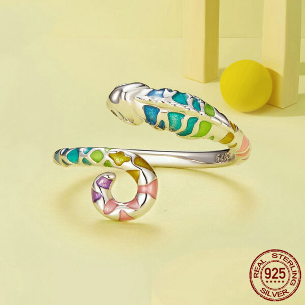 Sterling Silver Color Chameleon Adjustable Ring - Image 5