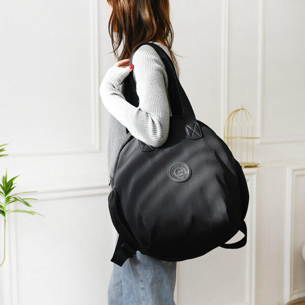 Women's Black And Round Large Capacity Multifunctional Backpack|Shoulder Bag|Handbag - Image 6