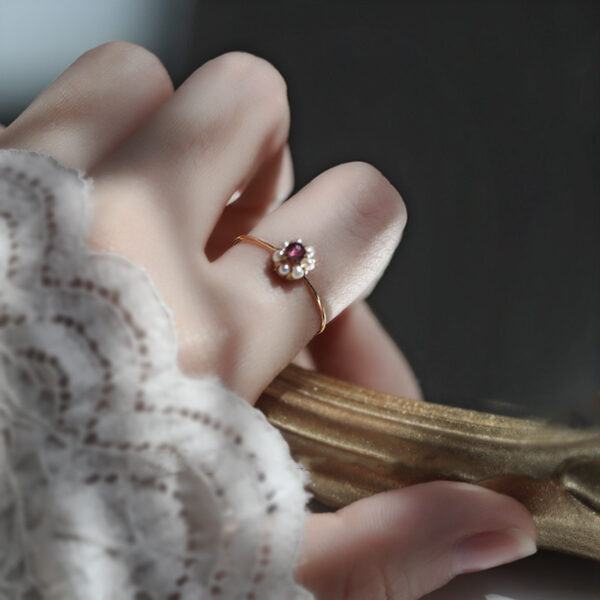 DIY Natural Pearl Hand-woven Flower Ring